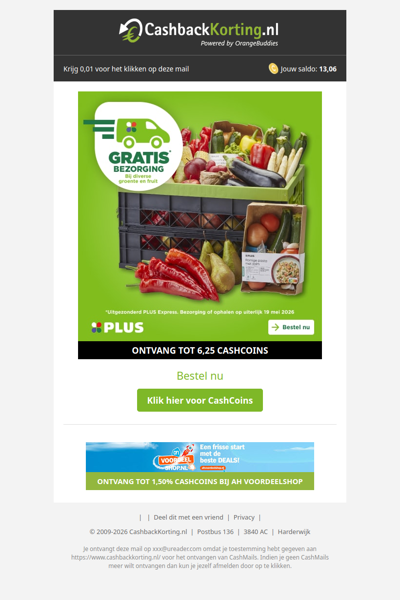 Gratis bezorging van groente en fruit bij PLUS
