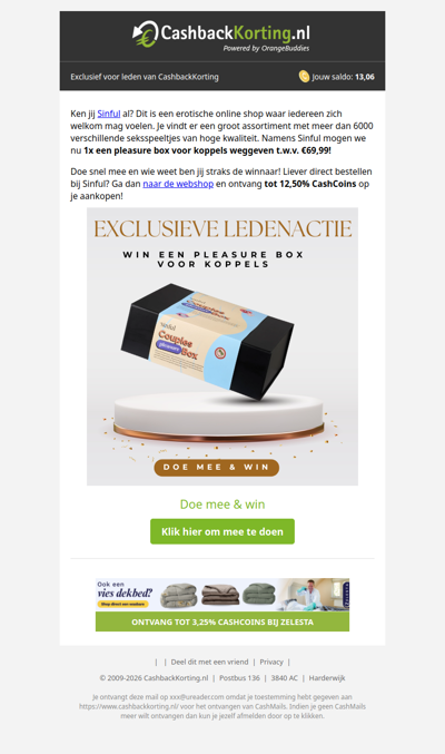 Win een pleasure box voor koppels van Sinful