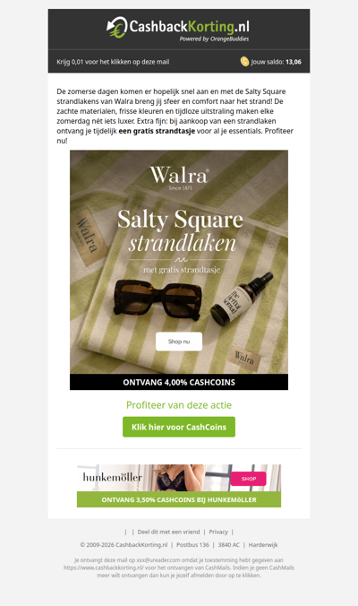 Salty Square strandlaken met gratis standtasje