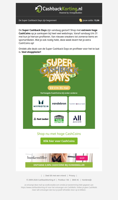 De Cashback Days zijn gestart! Shop met extreem veel CashCoins