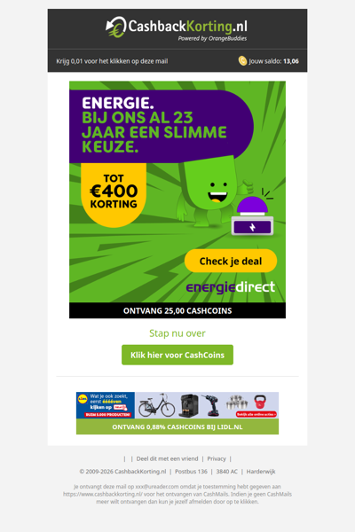 Pak die energiedeal met tot 400 EUR korting