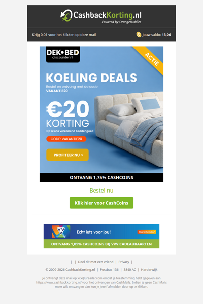 Koeling Deals bij Dekbed-Discounter: 20 EUR korting