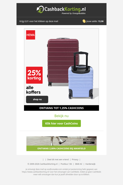 Profiteer van 25% korting op alle HEMA koffers