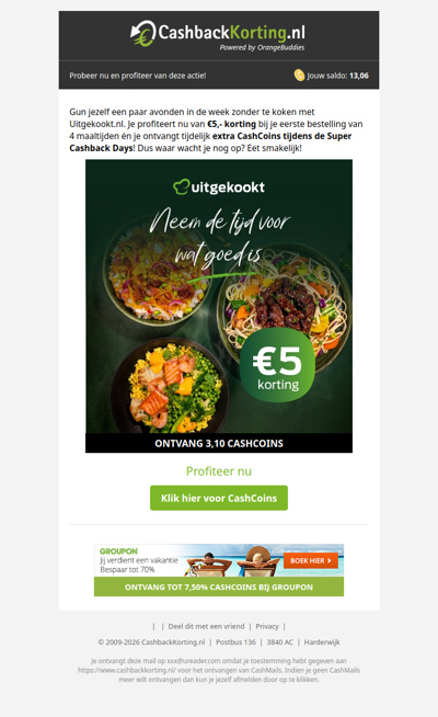 Ontdek Uitgekookt.nl en profiteer van 5 EUR voordeel