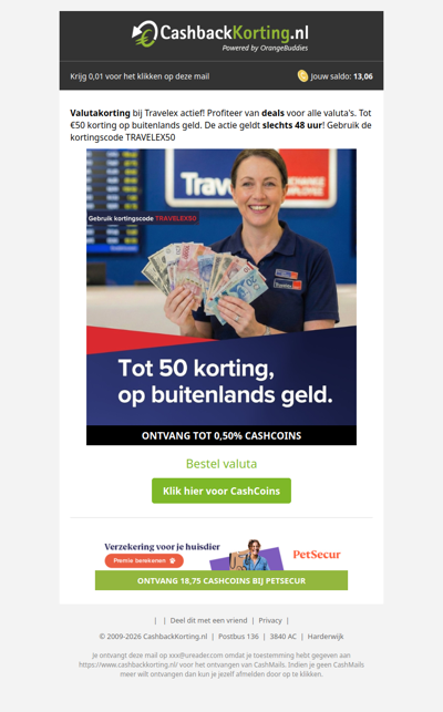 Valutakorting nu actief!