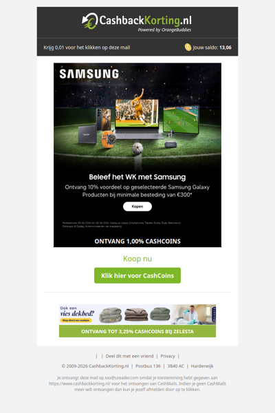 10% voordeel op geselecteerde Samsung Galaxy producten