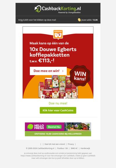 Maak kans op één van de 10 Douwe Egberts prijzen