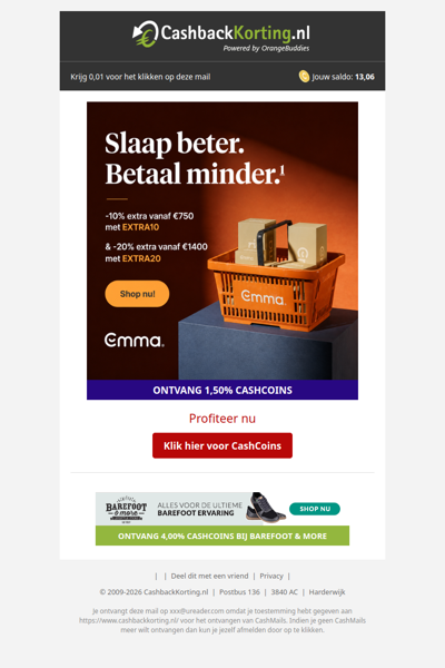 Betaal minder: tot 20% extra korting bij Emma