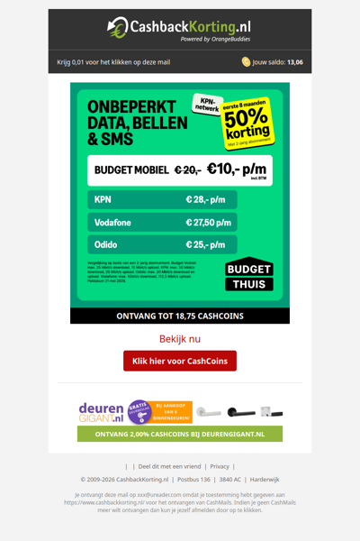 Eerste 8 maanden 50% korting op je sim only!