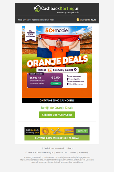 Oranje Deals bij 50+ mobiel: profiteer van extra voordeel
