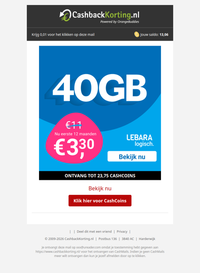 40GB voor een extra lage prijs bij Lebara
