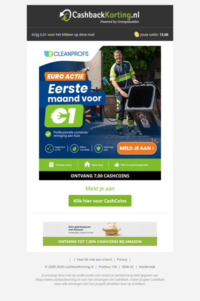 Frisse container? De eerste maand kost maar 1 EUR