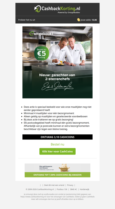 Chefsgerechten met 5 EUR korting
