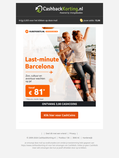 Boek je last-minute naar Barcelona vanaf €81 én ontvang cashback!