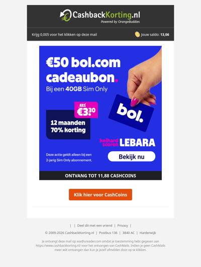 Scoor nu een €50 bol.com cadeaukaart bij Lebara!