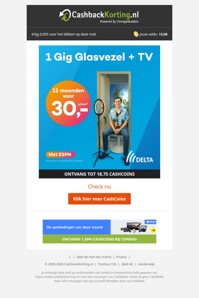 12 maanden korting op 1 Gig Glasvezel + TV!