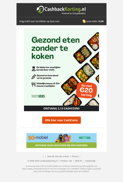 20 EUR korting op maaltijden