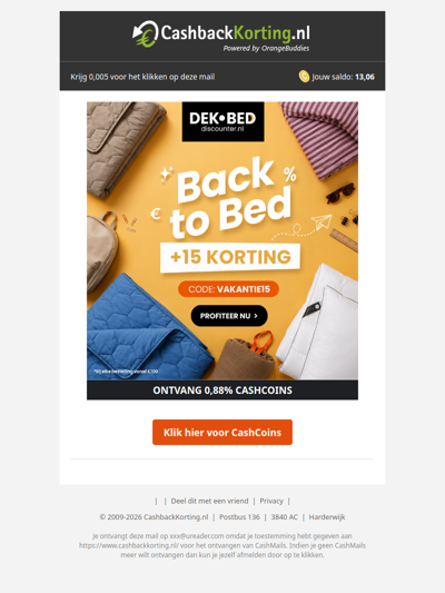 Back to Bed: ontvang €15 korting op je bestelling vanaf €100!