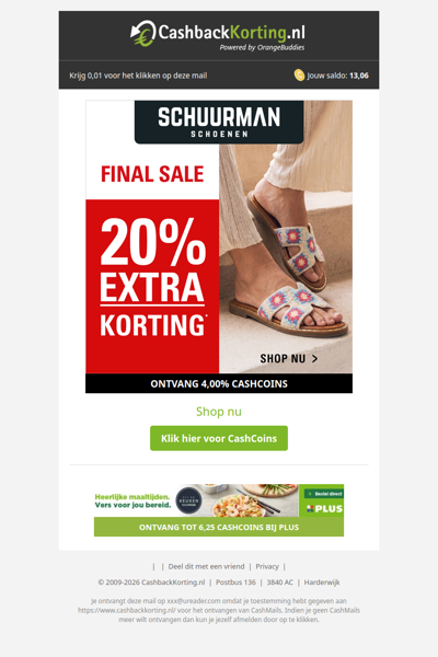 Profiteer van 20% extra korting bij Schuurman Schoenen