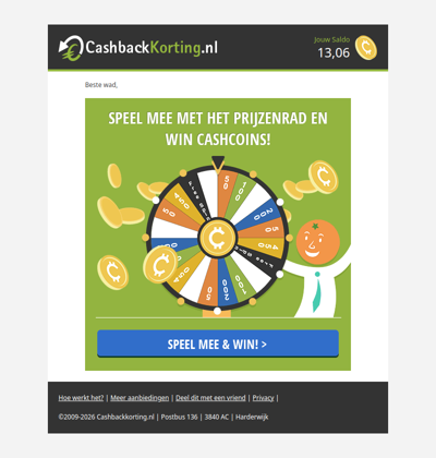 Draai aan het Prijzenrad en win