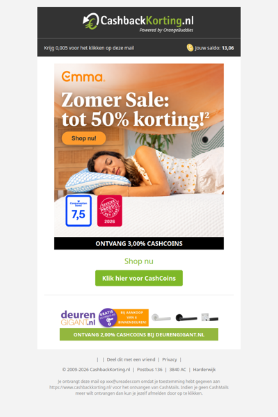 Ontvang tot 50% korting bij Emma Sleep!