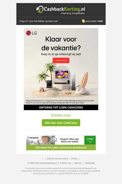 Tot 8% vakantiekorting bij LG