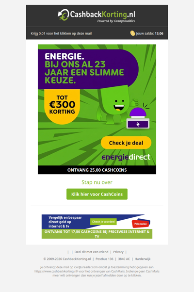 Pak die energiedeal met tot 300 EUR korting