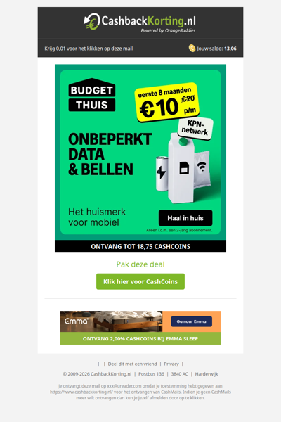 Eerste 8 maanden 50% korting bij Mobiel van Budget Thuis