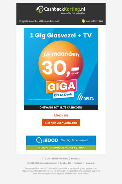 14 maanden korting op 1 Gig Glasvezel + TV!