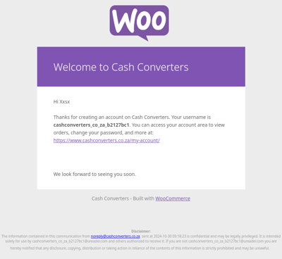 Your Cash Converters account has been created!