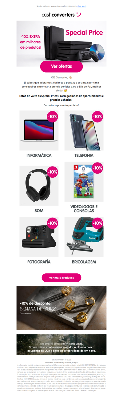 💥Mais 10% para o teu carrinho!💥