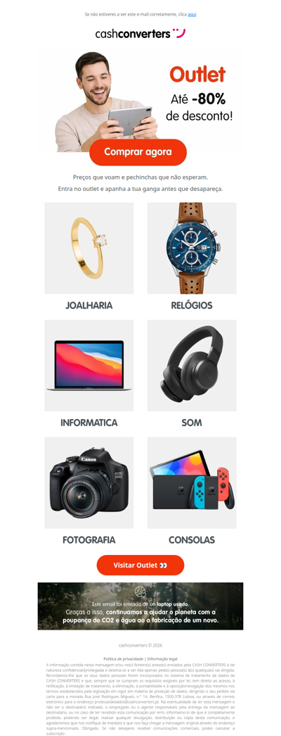 🔥 Até -80%: Outlet 🔥