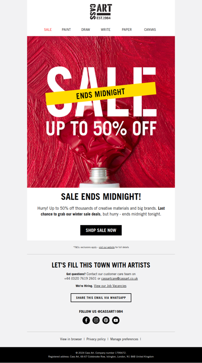 Up to 50% off - ends Midnight