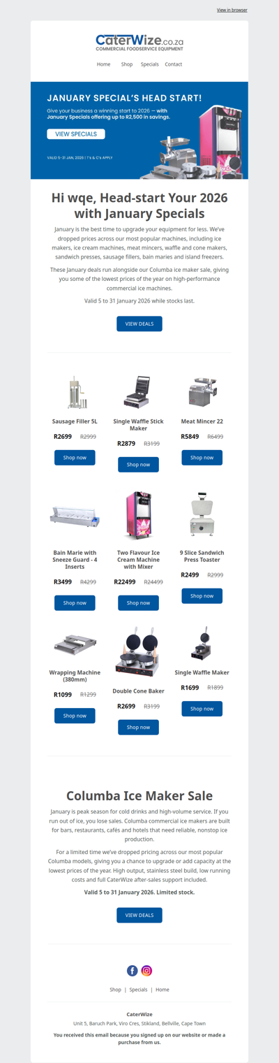 wqe, our January specials are live