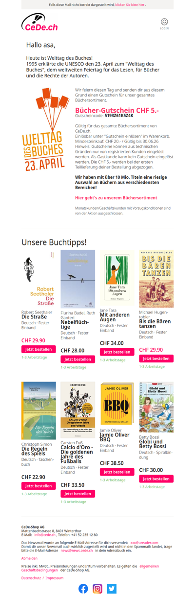 GUTSCHEIN zum Welttag des Buches