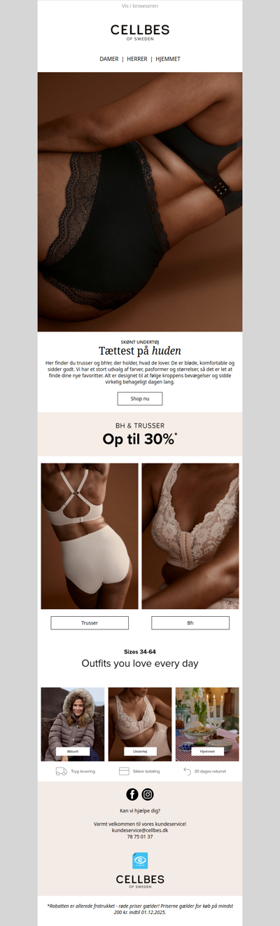 Op til 30% på bh og trusser