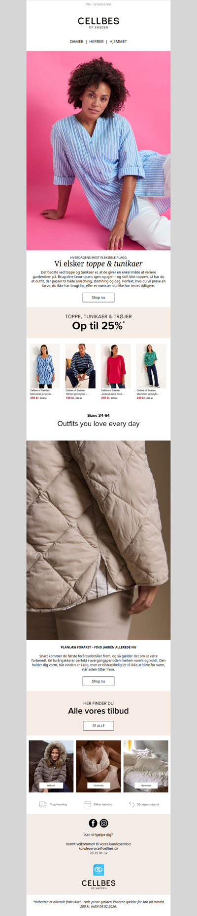 Op til 25% på toppe, tunikaer & trøjer