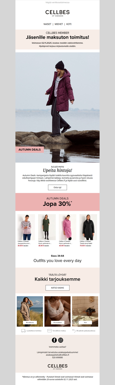 Autumn Deals: lämpimiä takkeja upeaan hintaan +  Ilmainen toimitus
