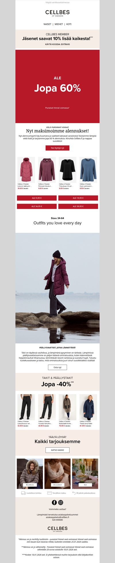 Nyt maksimoimme alennukset! Jopa 60 % + 10% lisää kaikesta!