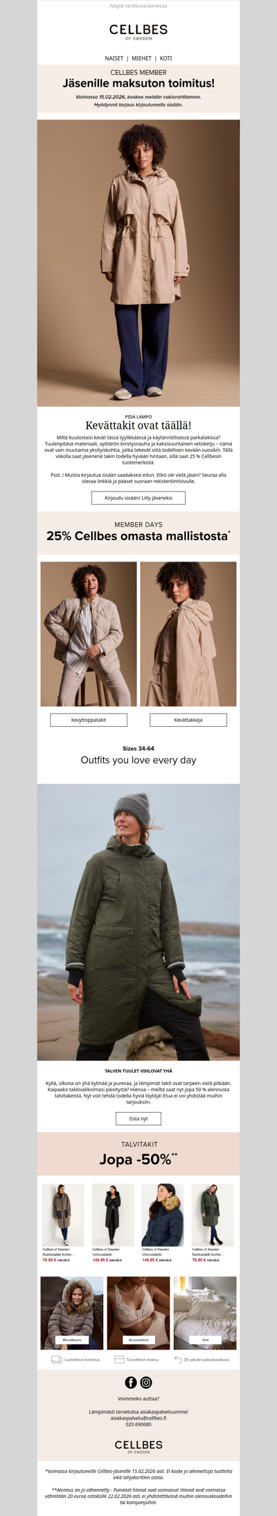 25 % Cellbesin tuotemerkistä Member Days -päivien aikana +  Ilmainen toimitus