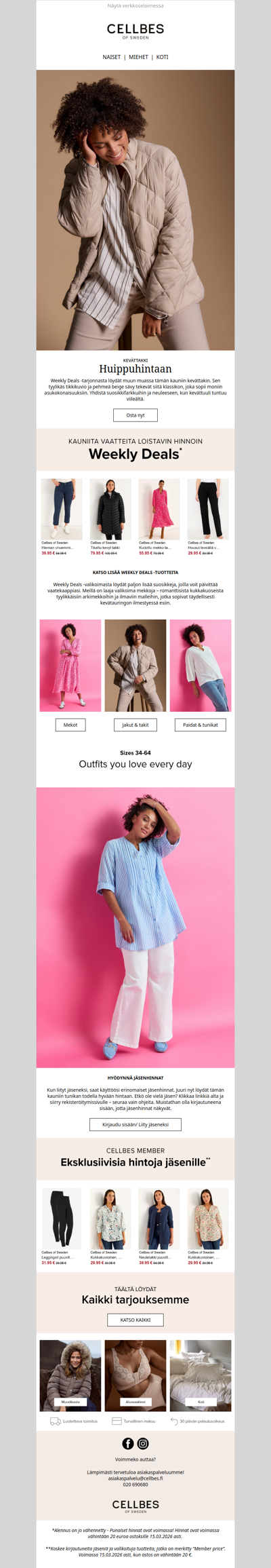 Kevättunnelmia? Shoppaile kauden mekkoja ja kevättakkeja Weekly Deals ‐tarjouksista