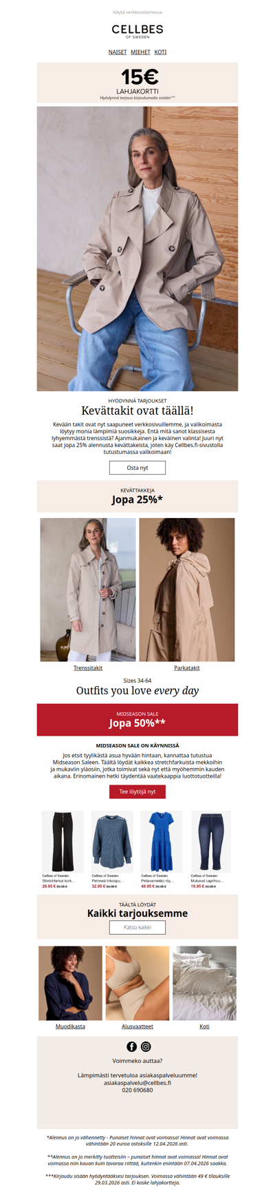 Kevättakit ovat täällä! Jopa 25%