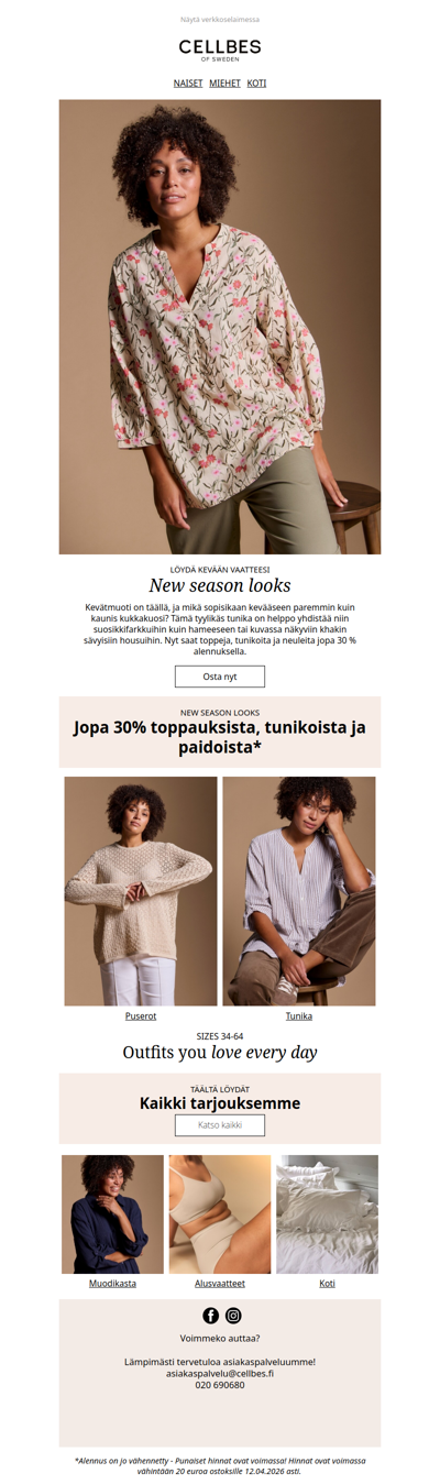 Kevään tunikat: Jopa 30 %