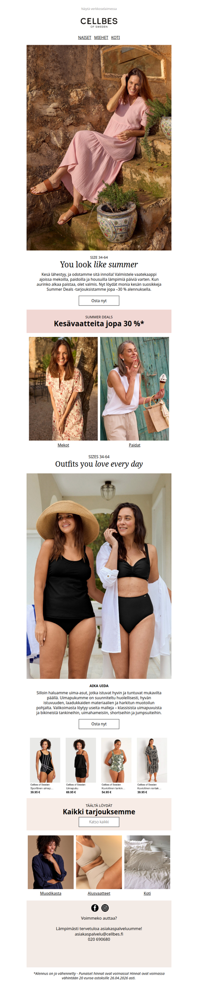 Kesävaatteita jopa 30 %