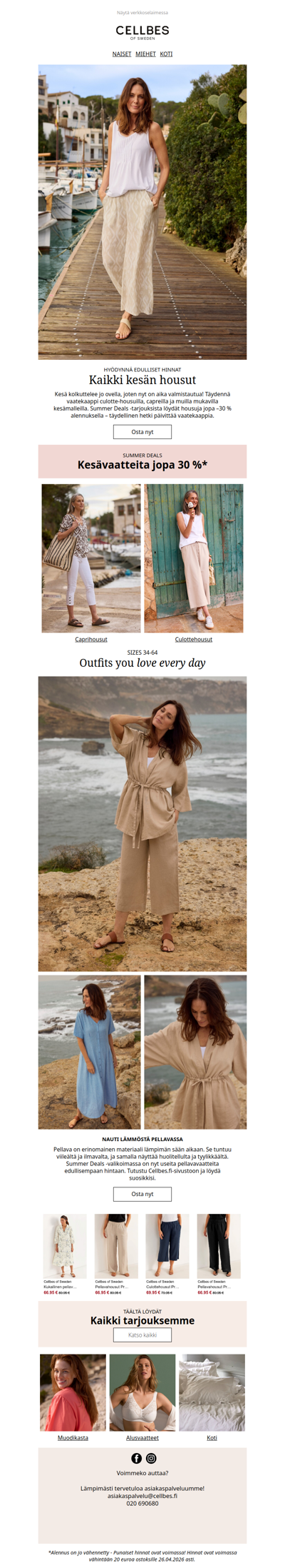 Jopa –30 % kesän housuista!