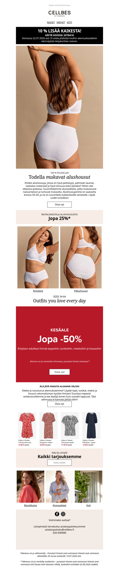 Jopa 25 % alennusta rintaliiveistä ja alushousuista!