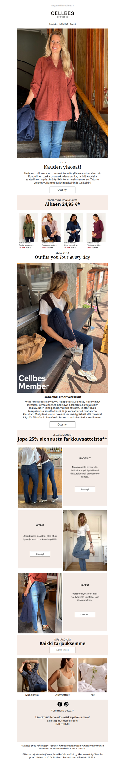 Kauden yläosat: alkaen 24,95 €
