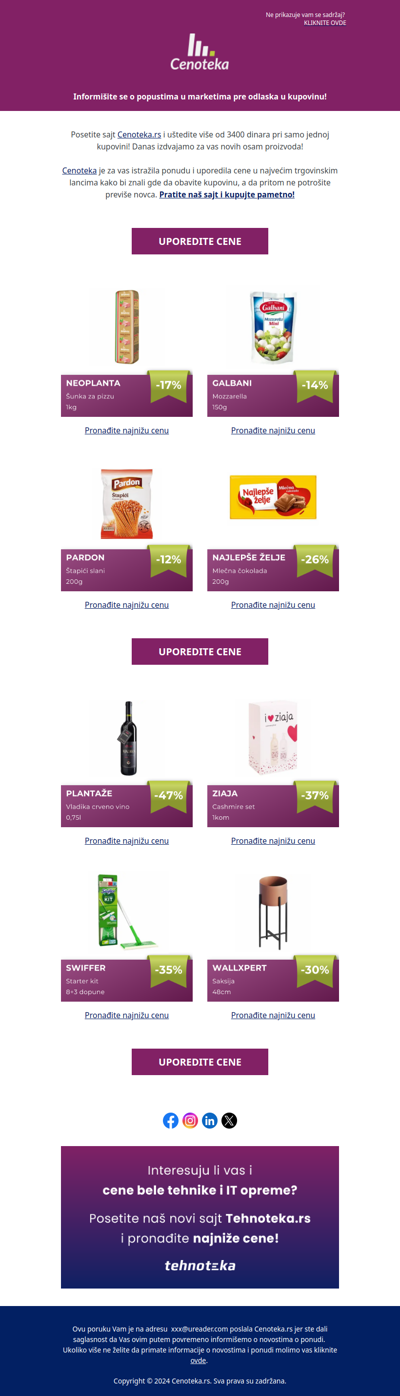 Uštedite 3432 dinara pri kupovini ovih 8 proizvoda