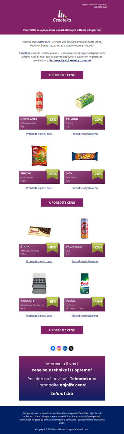 Uštedite 2830 dinara pri kupovini ovih 8 proizvoda