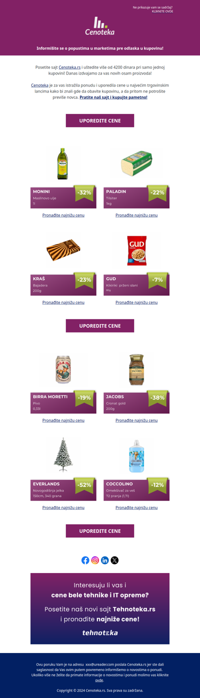 Uštedite 4354 dinara pri kupovini ovih 8 proizvoda